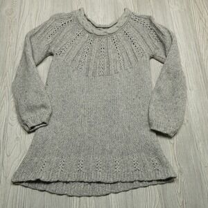 VINTAGE Old Navy Wool Sweater Dress Womens Large (Tag XL) Gray Chunky Cable Knit